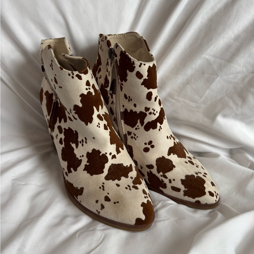 Cow Print Ankle Boots